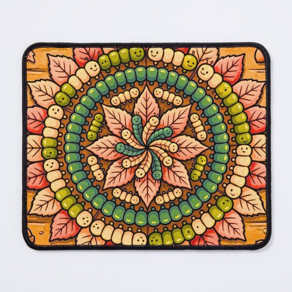 Item preview, Autumn Leaves and Cute Caterpillars Mandala designed and sold by Lougud.