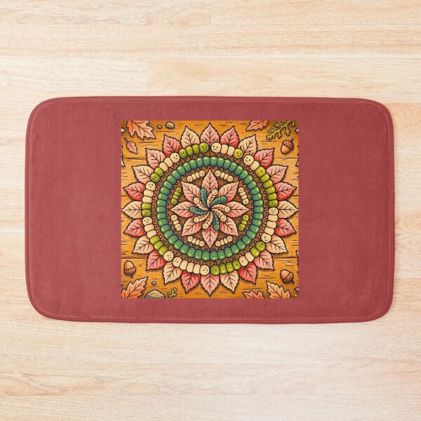 Item preview, Autumn Leaves and Cute Caterpillars Mandala designed and sold by Lougud.