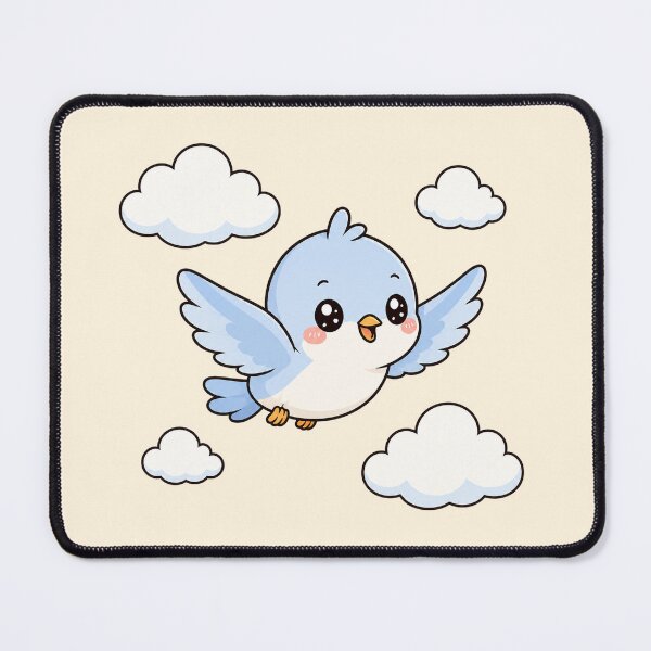 Item preview, Cute Kawaii Blue Bird Flying in Clouds designed and sold by Seculinator.