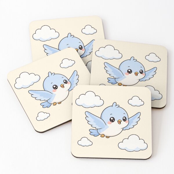 Item preview, Cute Kawaii Blue Bird Flying in Clouds designed and sold by Seculinator.