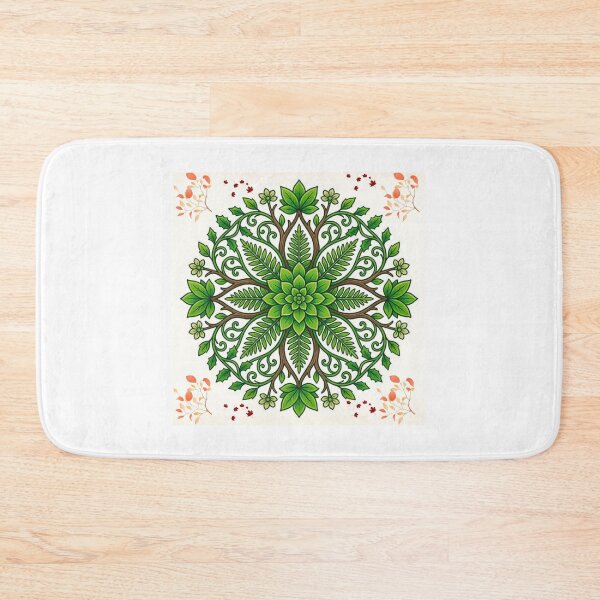 Item preview, “Green Floral Mandala with Leaves and Vines designed and sold by Lougud.
