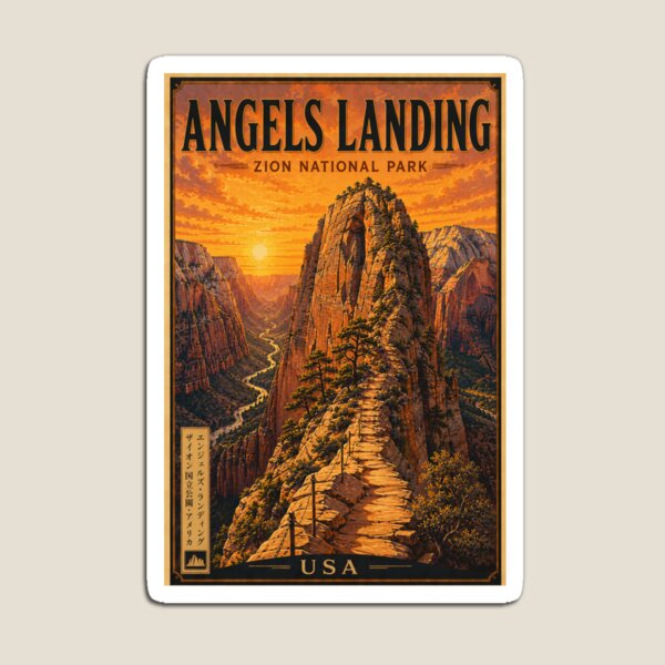 Item preview, Zion Angels Landing Poster designed and sold by TravelScape Studio.