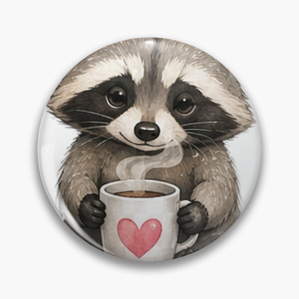 Item preview, Cute Raccoon Drinking Coffee designed and sold by Northline Creative.