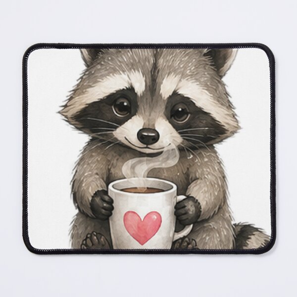 Item preview, Cute Raccoon Drinking Coffee designed and sold by Northline Creative.