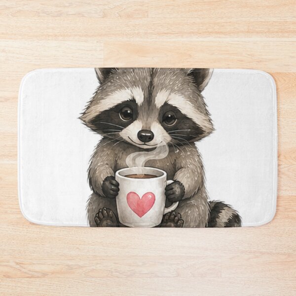 Item preview, Cute Raccoon Drinking Coffee designed and sold by Northline Creative.