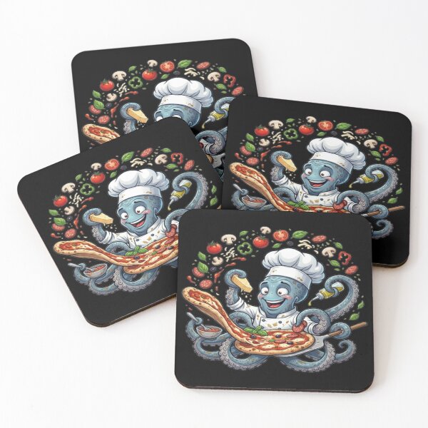 Item preview, Chef Octopus Cooking Pizza Illustration designed and sold by DailySparks.