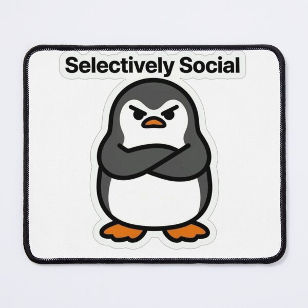 Item preview, Selectively Social | Funny Grumpy Penguin Sticker for Introverts designed and sold by Inkabbmate.