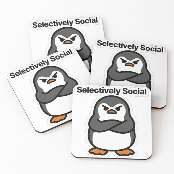 Item preview, Selectively Social | Funny Grumpy Penguin Sticker for Introverts designed and sold by Inkabbmate.