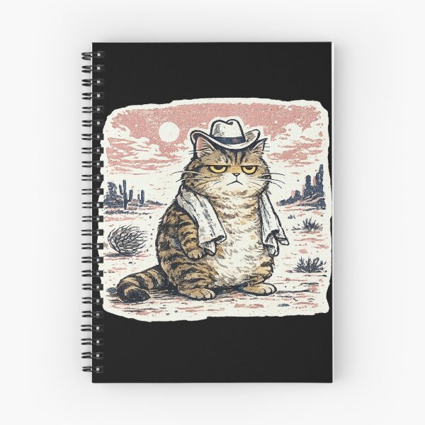 Item preview, Cat in Cowboy Hat in the Middle of Nowhere – Screen Print Linocut Dusty Rose Navy Cream Illustration designed and sold by OnPointOutfits.