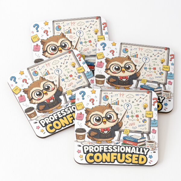 Item preview, Professionally Confused – Funny Kawaii Owl Professor Design designed and sold by MarekoraStudio.