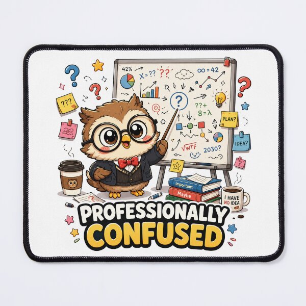 Item preview, Professionally Confused – Funny Kawaii Owl Professor Design designed and sold by MarekoraStudio.