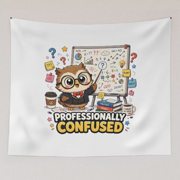 Item preview, Professionally Confused – Funny Kawaii Owl Professor Design designed and sold by MarekoraStudio.