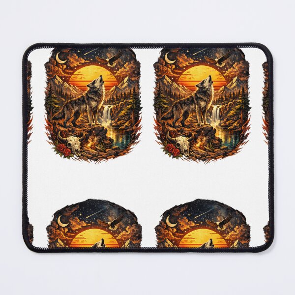 Item preview, Howling wolf with eagle in the mountains with a river and death nearby designed and sold by carlsmart1.