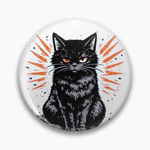 Item preview, Menacing Calm Black Cat Woodblock Print – Bold High Contrast Blood Orange Graphic Illustration designed and sold by OnPointOutfits.