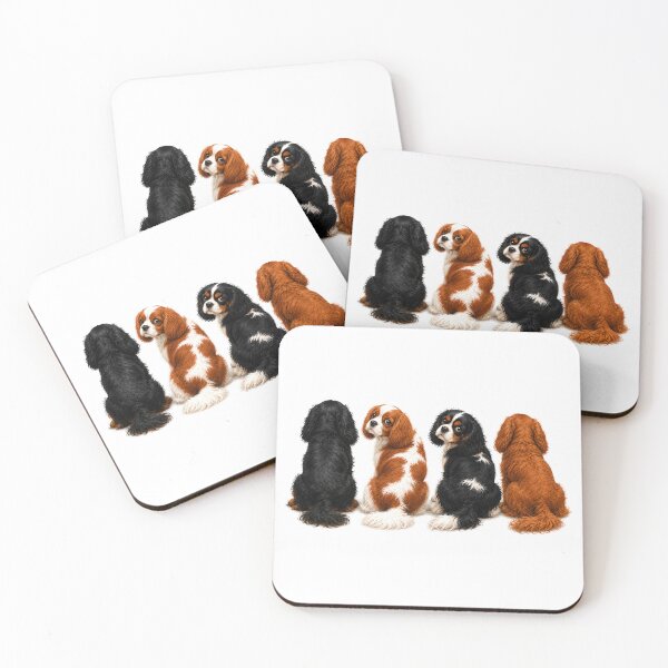 Item preview, Blenheim & Tricolor Looking Back | Cavalier King Charles Spaniel Watercolor Art designed and sold by SakuraWaStyle.