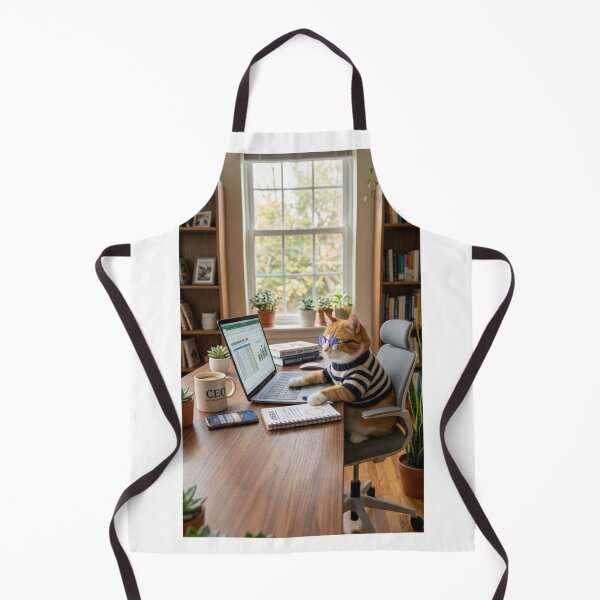 Item preview, Cute Cat Business Worker on Laptop in Home Office designed and sold by Kloshfresh.
