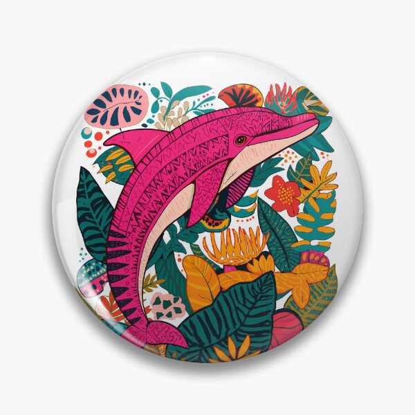Item preview, Pink River Dolphin Amazon Legend Tropical Geometric Art designed and sold by BrazilArtShop.