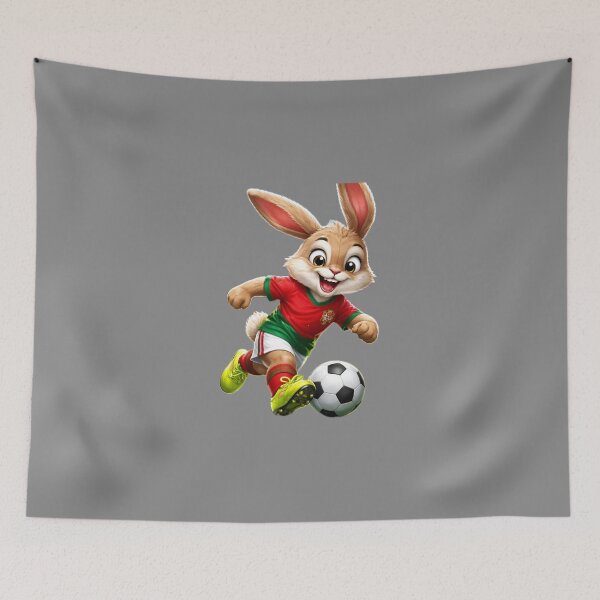 Item preview, Cute Flying Bunny Rabbit Football Player Kicking Soccer Ball designed and sold by BarkAndArt.