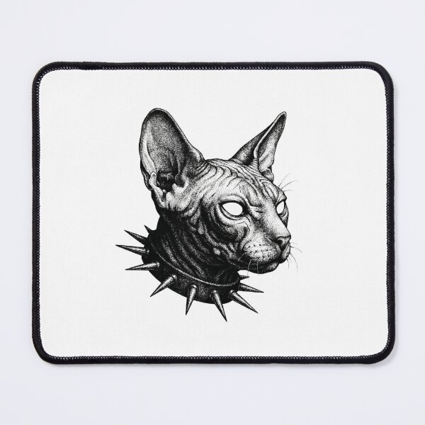 Item preview, Sphynx Cat Skull – Dark Ink Gothic Cat Spiked Collar Art designed and sold by InfiniteOrbit.