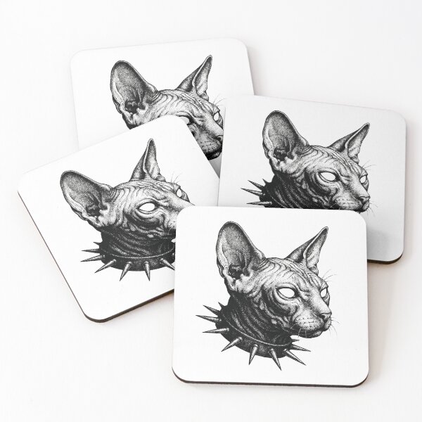 Item preview, Sphynx Cat Skull – Dark Ink Gothic Cat Spiked Collar Art designed and sold by InfiniteOrbit.