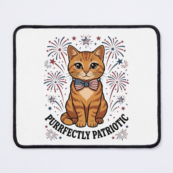 Item preview, Purrfectly Patriotic Cat 4th of July Kitten American Flag Bow Tie Fireworks Retro designed and sold by DevotedByNature.