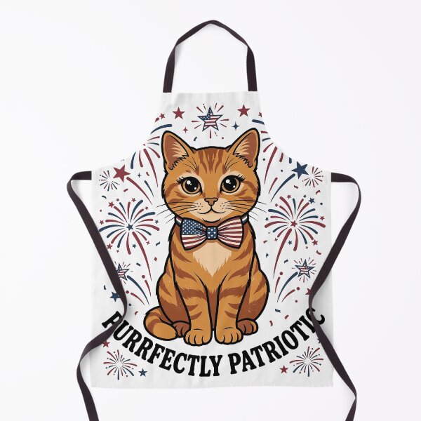 Item preview, Purrfectly Patriotic Cat 4th of July Kitten American Flag Bow Tie Fireworks Retro designed and sold by DevotedByNature.