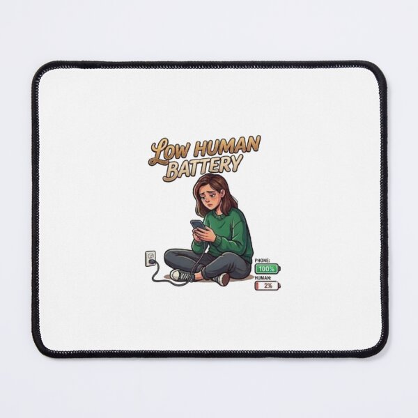 Item preview, Low Human Battery Tired Girl Phone Charging Illustration designed and sold by Northern Glow Art.