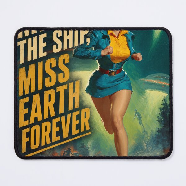 Item preview, MISS THE SHIP, MISS EARTH FOREVER | Retro Sci-Fi Escape Poster designed and sold by CCC Tees.