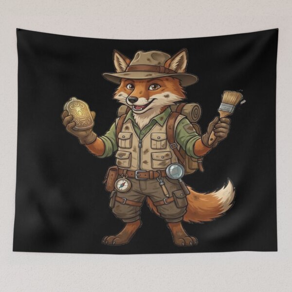 Item preview, Explorer Fox Archaeological Adventure Illustration designed and sold by DailySparks.