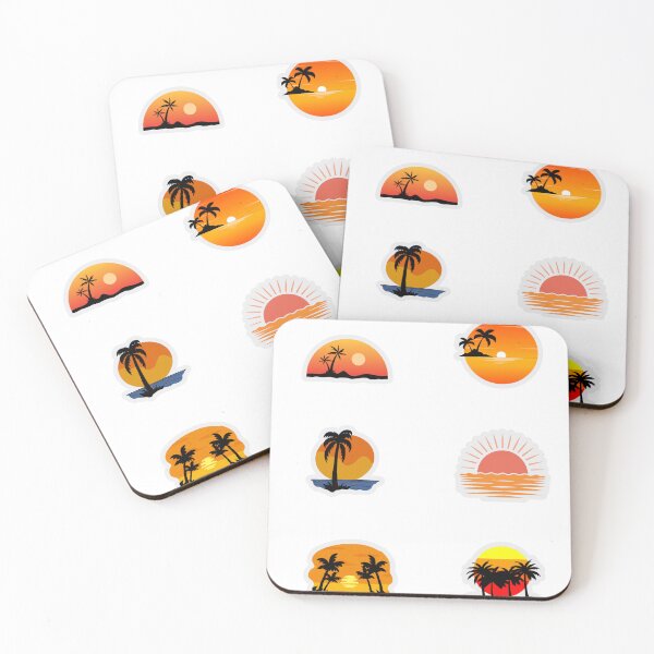 Item preview, Retro Tropical Sunset Palm Trees Sticker Pack designed and sold by KAWAII STUDIO NB.
