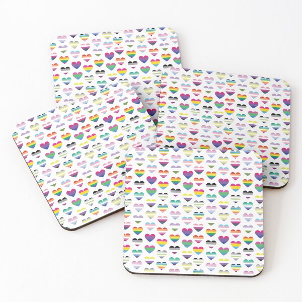 Item preview, Pride Hearts Pattern | LGBTQ+ Rainbow Flag Hearts on White designed and sold by Hallowed Artistry.