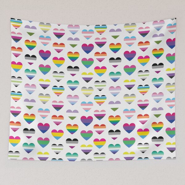 Item preview, Pride Hearts Pattern | LGBTQ+ Rainbow Flag Hearts on White designed and sold by Hallowed Artistry.