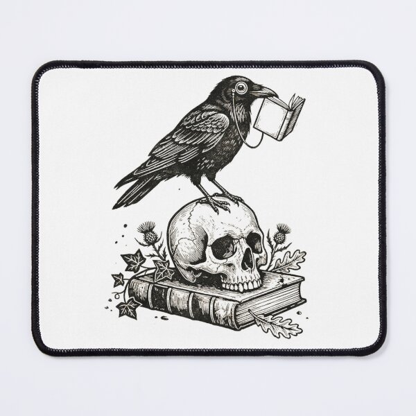 Item preview, Scholarly Raven on Skull - Dark Academic Gothic Engraving Art designed and sold by Mr. Pawsome.