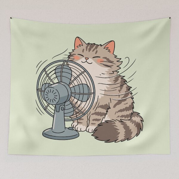 Item preview, Cat with fan designed and sold by ArteDelCine.
