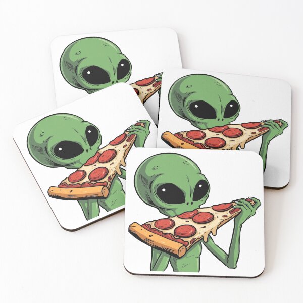 Item preview, Funny Green Alien Eating Pizza Retro Comic Art designed and sold by TheAkyolStudio.