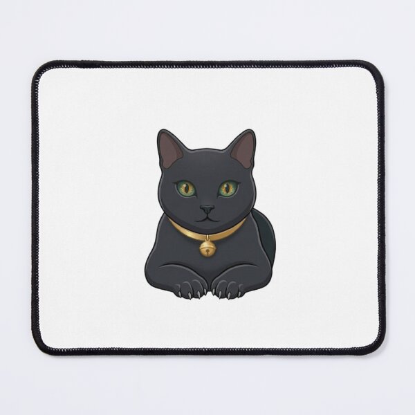 Item preview, Cute Black Cat with Green Eyes and Gold Collar Bell designed and sold by Northern Glow Art.