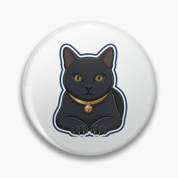 Item preview, Cute Black Cat with Green Eyes and Gold Collar Bell designed and sold by Northern Glow Art.