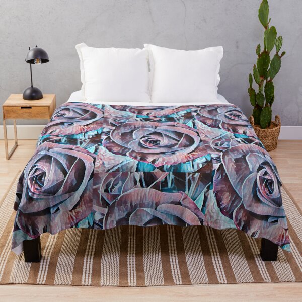 Item preview, Abstract Impressionist Rose Bouquet Teal and Mauve Digital Art designed and sold by BalkanBloom.
