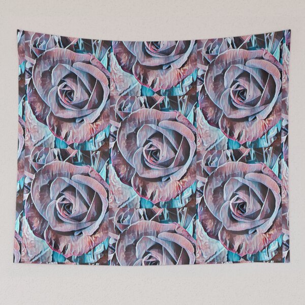 Item preview, Abstract Impressionist Rose Bouquet Teal and Mauve Digital Art designed and sold by BalkanBloom.