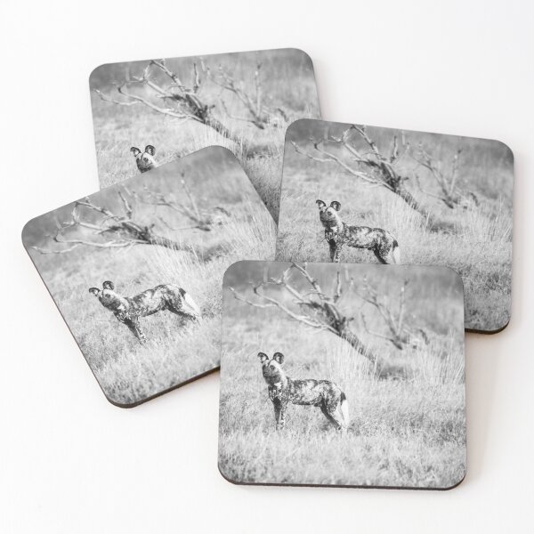 Item preview, African Wild Dogs On Watch In Black and White designed and sold by Kay Brewer.