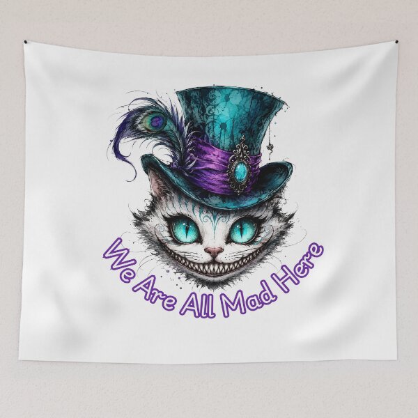 Item preview, Cheshire Cat Alice in Wonderland "We Are All Mad Here" Quote –Fantasy Art designed and sold by Rose Collection Shop.