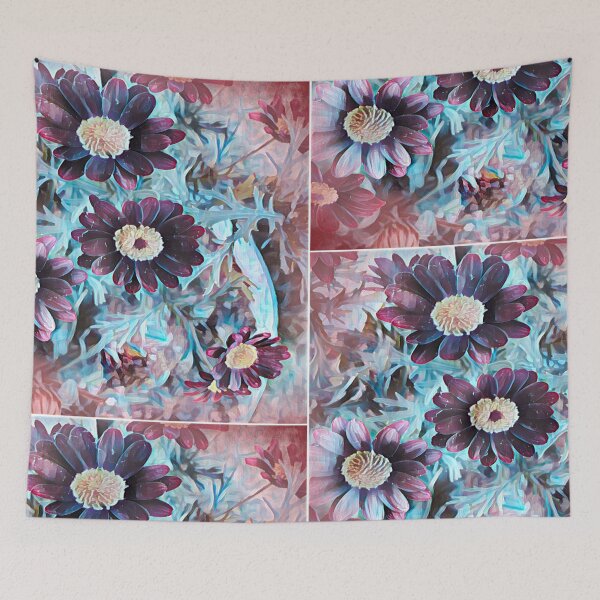 Item preview, Ethereal Midnight Garden Purple and Teal Floral Art designed and sold by BalkanBloom.