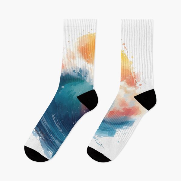 Item preview, Watercolor Ocean Wave Sunset - Aesthetic Sea Nature Art designed and sold by Luna-Flow.