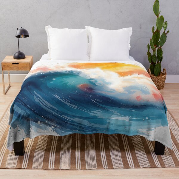 Item preview, Watercolor Ocean Wave Sunset - Aesthetic Sea Nature Art designed and sold by Luna-Flow.
