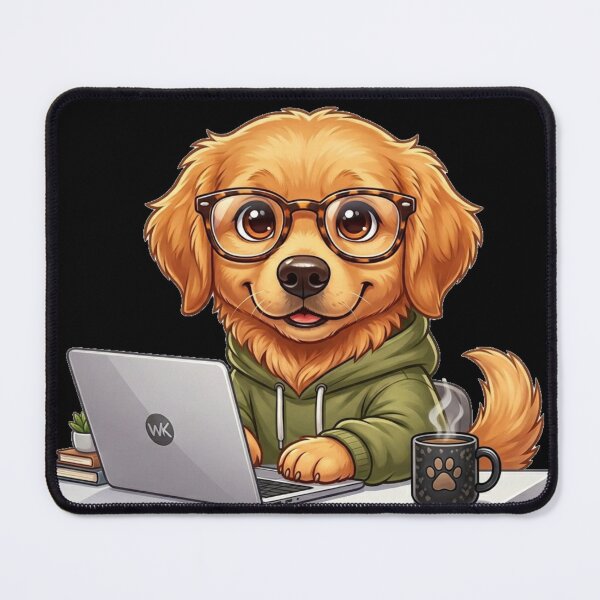 Item preview, Work From Home Dog – Cute Remote Worker Golden Retriever Laptop Gift designed and sold by Wild Horizon Studio.