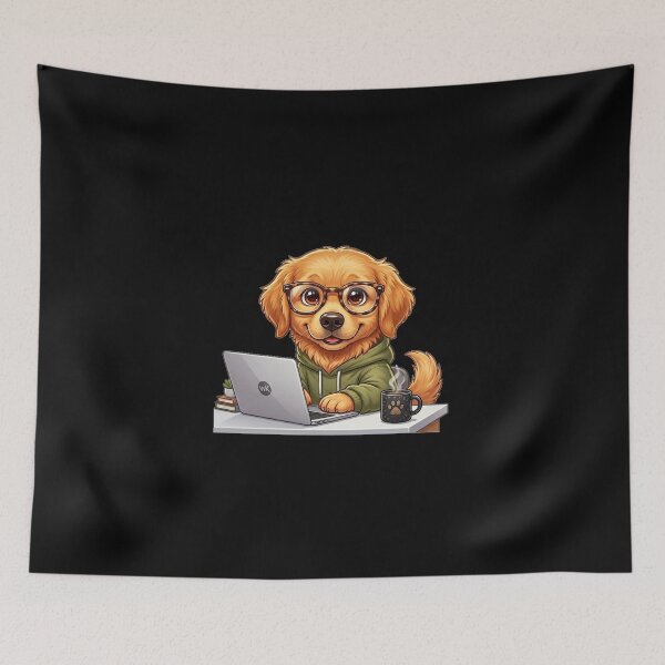 Item preview, Work From Home Dog – Cute Remote Worker Golden Retriever Laptop Gift designed and sold by Wild Horizon Studio.