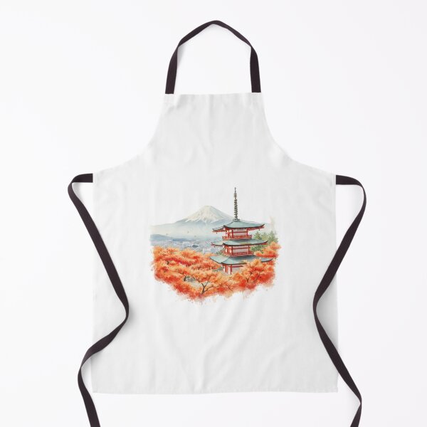 Item preview, Watercolor Autumn Mount Fuji & Pagoda Landscape Graphic designed and sold by RickTShop.