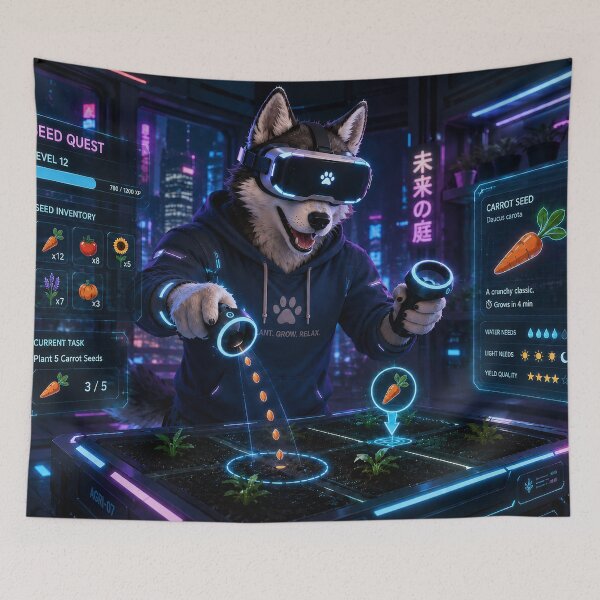 Item preview, VR Gardening Brings Joy to a Husky designed and sold by nikkolaus.