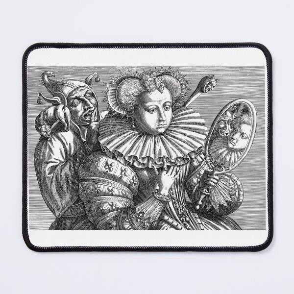 Item preview, Woman with a Mirror and Jester: Cartoon on the Precious Stiff Pleated Collar designed and sold by Hedrin.