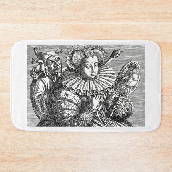 Item preview, Woman with a Mirror and Jester: Cartoon on the Precious Stiff Pleated Collar designed and sold by Hedrin.